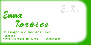 emma korpics business card